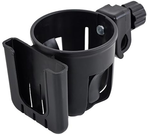 Portavasos para silla de ruedas, 2 en 1 y teléfono, ajustable y antideslizante, para scooters, bicicletas y cochecitos, silla de ruedas, color negro
