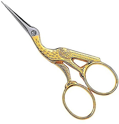nippes Solingen professionelle Stickschere | Storchenform|mit vergoldeter, gerader Spitze aus gehärtetem Stahl | 12 cm | Präzises Schneiden von Fäden und Garnen beim Stricken | Auftrennen von Maschen
