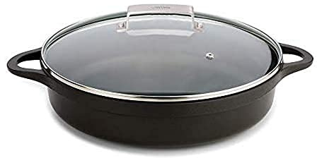 Valira Cazuelas - Cazuela Premium de 32 cm baja hecha en España, aluminio fundido con antiadherente reforzado, apta para inducción, incluye tapa y asas