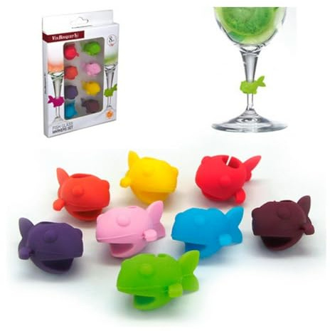 Vin Bouquet FIA 014 Clip glass markers 8pcs, set of 8 colourfull glass markers. Hangers system.