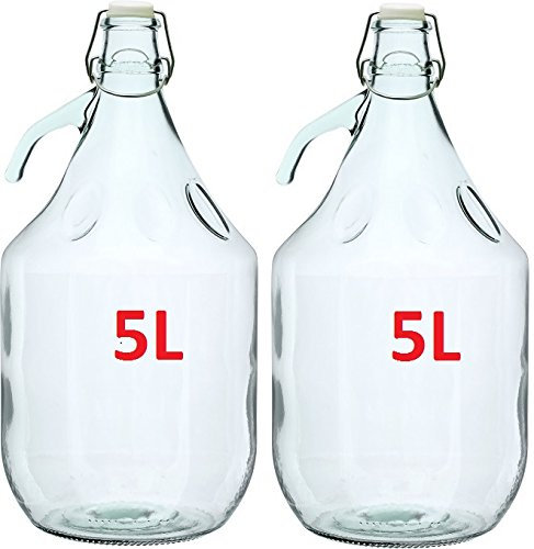 2 flaconi di vetro da 5 l con chiusura a staffa BDG5D