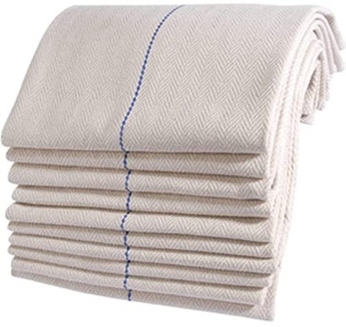 Sleep and Beyond Oven Cloths Heat Resistant Heavy Duty, 100% Cotton Herringbone Weave Professional Catering Quality Oven Cloth (Natural, 48x74cm, 10 Pack)