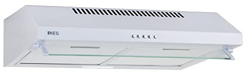 NEG Dunstabzugshaube NEG15-ATW (weiß) Edelstahl-Unterbau-Haube (Abluft/Umluft) und LED-Beleuchtung (60cm) Unterschrank- oder Wandanschluss