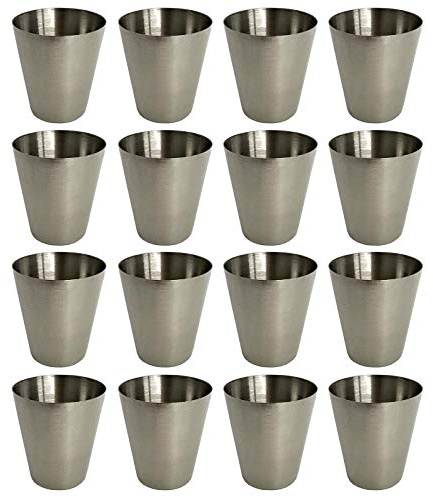 HAC24 16 Stück Edelstahl Schnapsgläser 2cl Pinnchen Shotgläser Shot Glas Stamper Schnaps-Becher Partygläser
