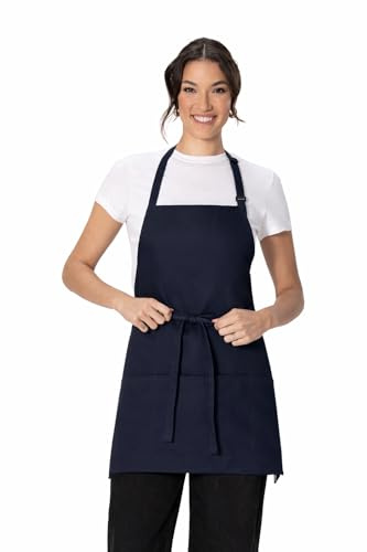 Chef Works Unisex Three Pocket Apron, Navy, One Size