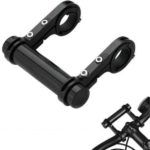 VIFER Extensor de Manillar de Bicicleta, Soporte de Manillar de 10 cm Bici Soporte de Extensión Doble Soporte para GPS Teléfono Velocímetro Luz, Negro