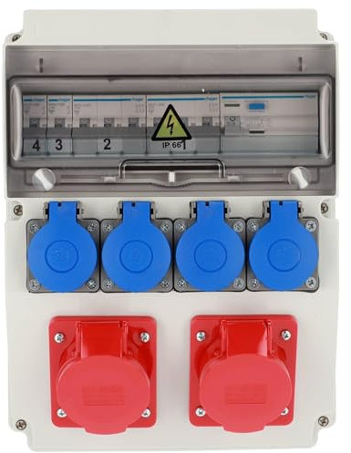 EDO, Baustromverteiler kompatibel mit Hager for protection ASTAT 121 Plus IP65 2x16A/5P, 4x230V SCHUKO IP44, EDO777148