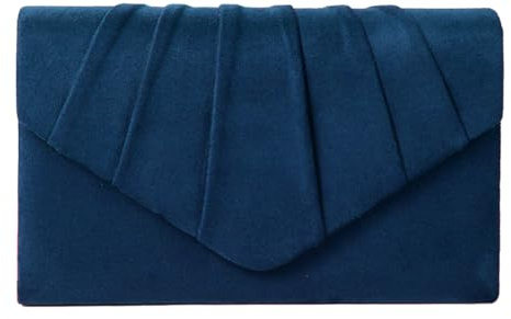 BBjinronjy Clutch Geldbörse Abendtasche für Frauen Abend Hochzeit Party Samt Wildleder Plissee Handtasche, Marineblau-Wildleder