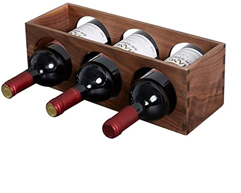 Botelleros Estante Vinoteca Pequeño estante de vino doméstico, estanterías de vino de nuez negro pulido a mano, escritorio de madera maciza decoración del titular de vino rojo Estante para Botellas de