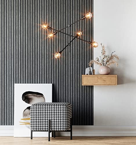 Newroom Tapete Anthrazit Vliestapete Holz - Holztapete 3D Skandi Schwarz Paneele Lamellen Holzwand Modern Lamellenwand Naturholz inkl. Tapezier-Ratgeber