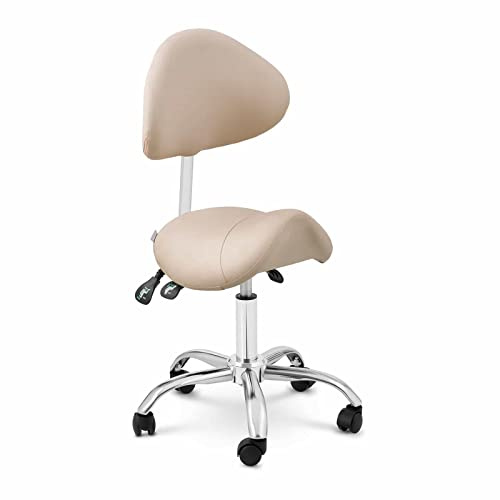 Physa Physa Mannheim Cream Chaise Selle De Cheval Crème Argent Dossier Et Siège Réglables en Hauteur Tabouret De Cheval avec Dossier Siège-Selle avec Dossier