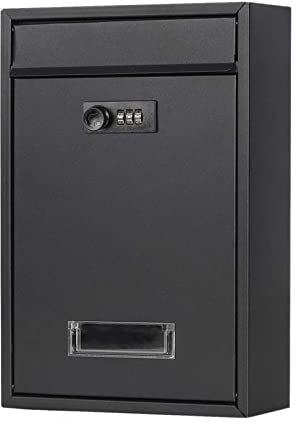 LOVIVER Large Capacity Locking Mailbox Wall Mount, W/Code Lock Letter Box External Iron for Farmhouse Front Door Home Decor Office Loading Newspaper