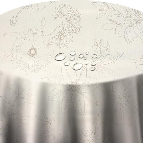 Wachstuch Wachstuchtischdecke Gartentischdecke Palmas Weiß Oval 130 x 160 cm abwaschbare Tischdecke