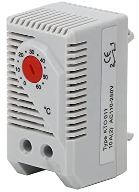 Tiiyee Termostato Meccanico, Termostato Interruttore Ventola, 0-60℃ Regolatore di Temperatura Regolabile Normalmente Aperto Interruttore per Riscaldatore Filtro Apparecchiature Raffreddamento(KTS011)