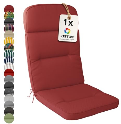 KETTtex EXKLUSIV Auflage Hochlehner rubinrot I Gartenstuhl Polster 123x50x9cm I hochwertige und Pflegeleichte Sesselauflage I Wetter- und formbeständige Stuhlauflage I KTH3 Sitzauflage