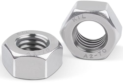 10 Stück Sechskantmutter M6, Leryati DIN934 Mutter m6 Standard A2 V2A Edelstahl Sechskantmuttern, Hex Nut Edelstahlmutter, Regelgewinde Sechskant Mutter
