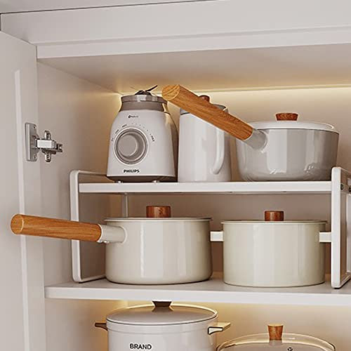 BAIEUEJO Cucina Organizer,mensole cucina con tappetino antiscivolo,Mensole porta piatti,per cucina/bagno/piano tavolo/credenza (WHT)