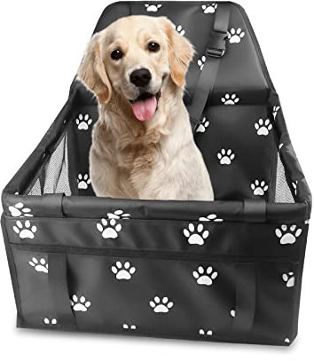 Gvolatee Hunde Autositz, Hundesitz Auto mit Sicherheitsgurt Atmungsaktiver Faltbarer für Kleine bis Hunde, Hundeautositz Wasserdichter mit Faserstützstange für Autoschutz 40×34×25cm