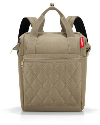 reisenthel allrounder R rhombus olive – Rucksack und Tragetasche in einem – Mit Stecklasche für Reisetrolleys