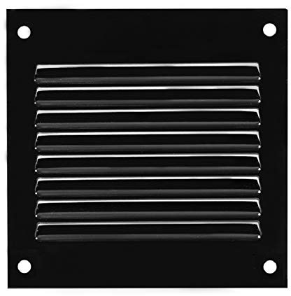 100x100mm Ventilationsgaller i Svart Stål med Myggskydd - Metallgaller för Ventilation