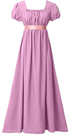 BLESSUME Regency Klänning för Kvinnor Ruffle Puffing Midja Bälte Balklänning Empire Midja, Lila, S