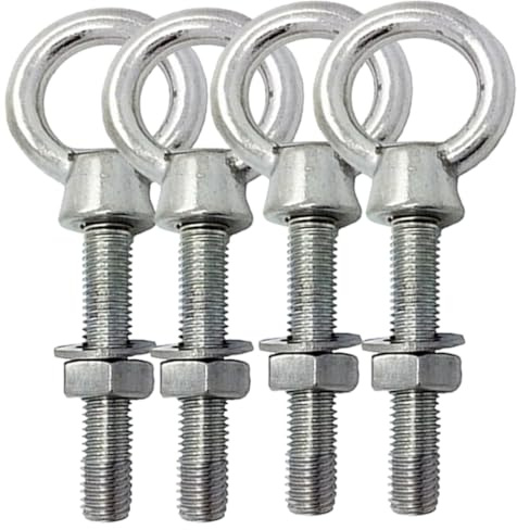 M6 x 40mm Long Shank Eye Bolt + Nut & Washer, Pack 4, A4 316 Marine | Long shank with closed ring eye. Hex nut and flat washer included. Boat, sailing, deck, rigging, awning, marine hardware.