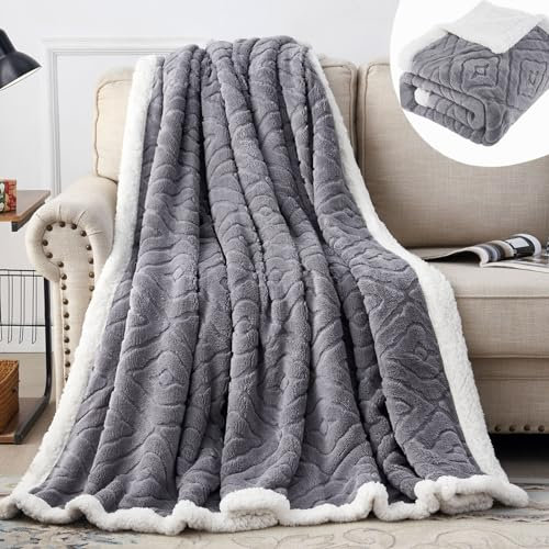 EAQ Kuscheldecke Flauschig Sherpa Flanell Sofaüberwurf Decke Sofadecke Doppelgesicht Extra Weich Wohnzimmer Sofaüberwurf Couchdecke für Bett Sofa (grau, 130x150cm)