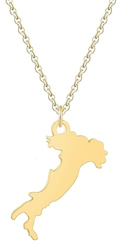 Collier Avec Pendentif Carte D'Italie – Collier Avec Pendentif Contour De L'Italie,Charme Ethnique,Motif Tendance,Collier De Cartes D'Italie,Simple Hip Hop,Motif Délicat,Breloque De Cartes D'It