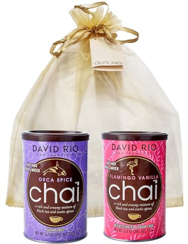 GUSTONE. David Rio Geschenkset ZUCKERFREI Orca Spice Sugar Free, Flamingo Vanilla Decaf Sugar Free, 2 x Dosen Chai Latte 674g