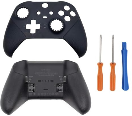 Hzxkqmil Housing Shell Case Replacement for Xbox Elite Controller Series 2, Front Back Shell Faceplate Accessories, Black, with Screwdriver Tool