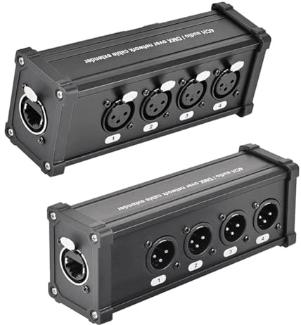 Jisapmzu 4-Kanal-3-Pin-Ethercon-Kabel-Extender, XLR-Netzwerkkabel-Multi-Extender für Bühnenbeleuchtung und Aufnahmestudio, XLR, Langlebig