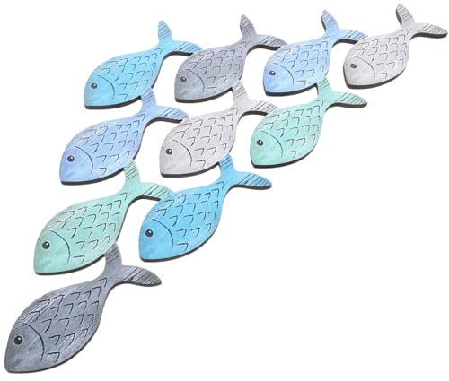 GOOHOCHY Holz Fisch Hängedekoration Mediterrane Strand Wanddeko Maritimes Holzfisch Ornament Für Wohnraum Kinderzimmer Küstenstil Beach Decor