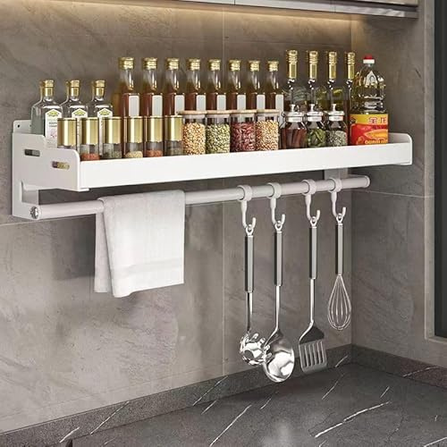 Dreamhousey Étagère de Rangement en Fer pour Cuisine, Étagère à Épices Murale, Ustensiles de Cuisine Montés au Mur pour la Maison, Étagère Organisatrice pour Huile, Sel et