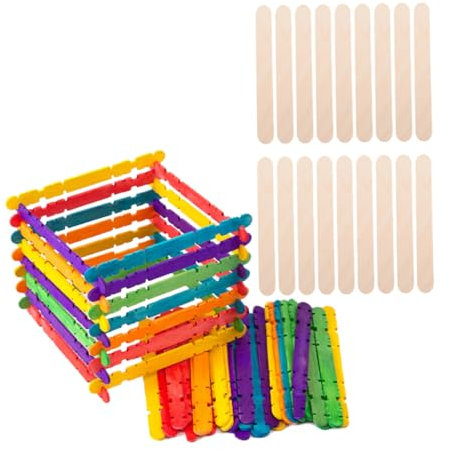 NUOBESTY 100 Stück Holzstäbchen Zum Basteln Unbehandelt Für Diy Und Mathematikunterricht Glatte Oberfläche Wiederverwendbar Ohne Grate Und Kanten