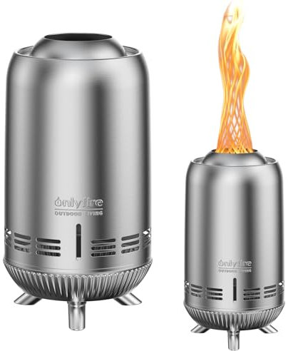 ONLYFIRE OUTDOOR LIVING 30,5 cm Tischkamin mit Tragetasche, tragbare Feuerstelle für Camping, Wohnmobil, Heckklappe, Terrasse, Hinterhof, Lagerfeuer, rauchfreier Campingkocher, Edelstahl, #FP054