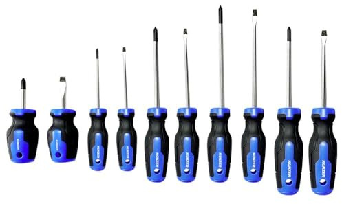 KUNZER 7SD10 Schraubendrehersatz, in Schraubdeckelbox, ideal, 10-teilig | für präzises Arbeiten, Enthalten sind: PH: 0x75 mm, Schlitz: 3,0x75 mm, 4,0x100 mm, 5,0x125 mm, 6,0x100 mm
