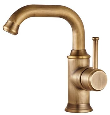 Wasserhahn Bad Waschtischarmatur Retro Antik Stil 360° Drehbar Messing Einhebel Mischbatterie Waschbecken Armatur, Badarmatur Waschtischbatterie Badezimmer, Bronze