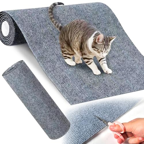 Qooloo Kratzmatte für Katzen,Selbstklebend Kratzteppich Katze Wand,Wiederverwendbar kratzteppich,Kratzfestes Sofa kratzmatte,für Katzen Kratzwand,Möbel Sofa Tür Schutz(Dunkelgrau)