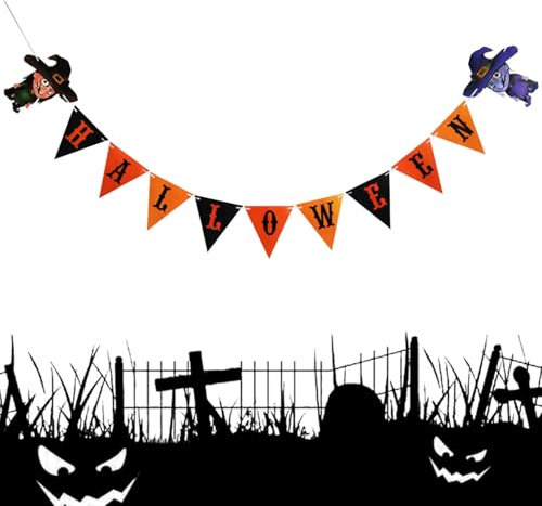 Halloween Wimpelkette Banner - Halloween Hangings Papier Girlande Wimpelkette Banner | Happy Halloween Banner Halloween Hangings Wimpelkette Banner Wand Supplies