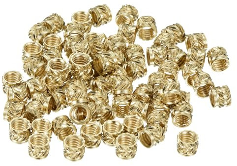 sourcing map Knurled Insert Nut M4 x 4mm L x 5mm OD Female Thread Brass Embedding Nut 80 Pcs