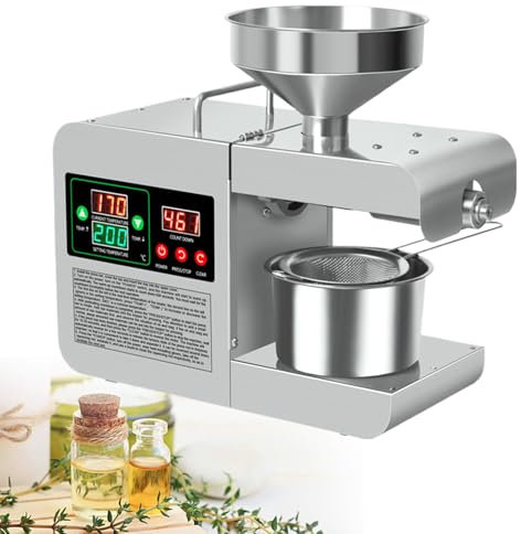 json2xml 820W Oil Press Machine,Automatic Oil Expeller Extractor with temperature adjustment panel 50-250℃,Stainless Steel Oil Presser - supports cold & hot pressing,Commercial Electric oil Mill