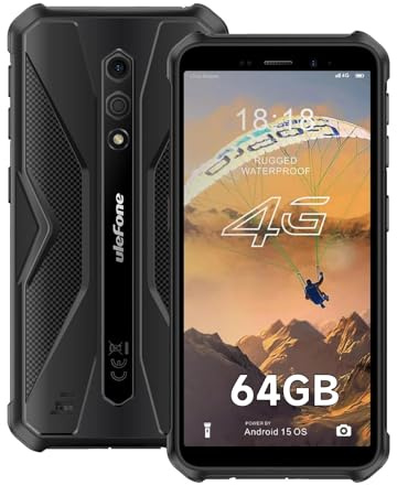 Ulefone Armor X12 Pro Rugged Smartphone, 10GB + 64GB, Android 15 Unlocked Outdoor Mobile Phones, 5.45 inch Tough Screen, 3-Card Slot, Octa Core, IP68/69K Waterproof 13MP +8MP Camera, NFC, Black