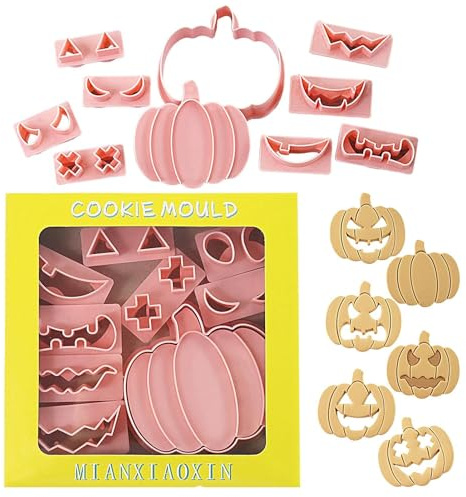 Juego De Cortadores De Galleta Halloween 8/10 Piezas Con Cabeza De Calabaza Prensable 3D