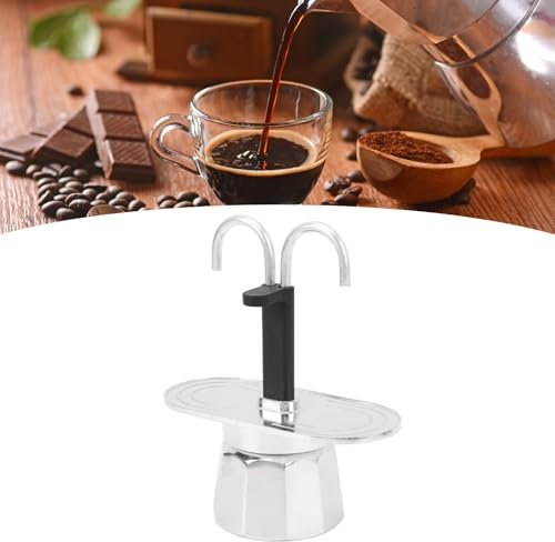 HEEPDD Espresso para Estufa, Espresso con Doble Boquilla para Estufa, Olla de Aleación de Aluminio de 100 Ml, Clásica, con Conducto de Doble Cabezal