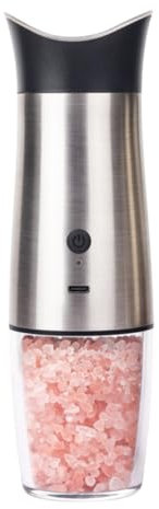 Magracy Gravity Electric Salt and Pepper Grinder Set USB Rechargeable Automatic One Hand Operated Mill for Kitchen BBQ Adjustable Coarseness Silver 1 Pack