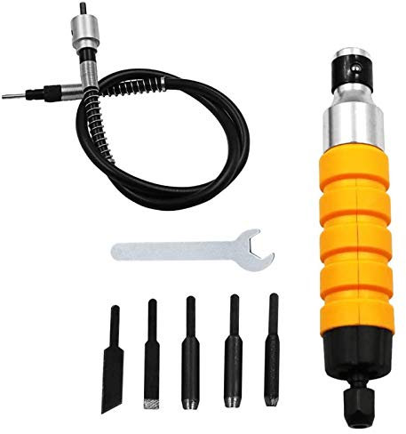 MYUYEE Kit di coltelli da Intaglio per Lavorazione del Legno Elettrico Scalpello per Incisione Strumenti Fai da Te per Falegname per bulino Trapano Elettrico 5 Lame e,