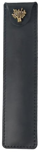 DONGKER Étui a Stylos en Cuir,Pochette a Crayons Vintage avec Bouton-Pression,Etui Porte-Stylo pour Hommes et Femmes,Travail au Bureau