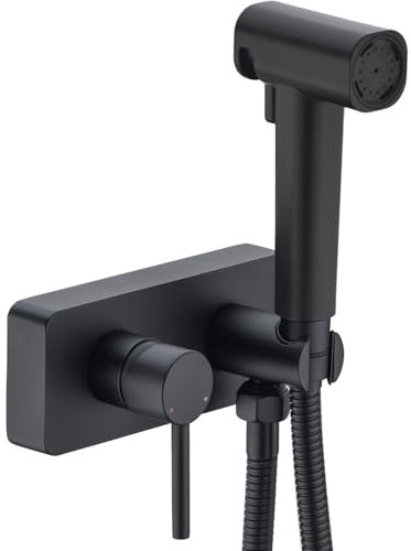 HOMYEP Handheld Toilet Bidet Sprayer Hot and Cold, Matte Black | Vanity Mount, 4 Inch RV Camper Shower Valve, 2 Function, Brass, Bidet Attachment, Diaper Shattaf Douche Kit, Lever Handle