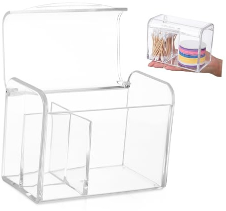 Warmhm Contenitore Acrilico con Coperchio per Cotton Fioc Doppio Scomparto