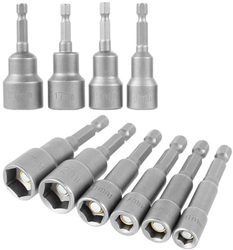 Anhoer 10Pcs Magnetic Hexagon Socket 6-19mm Hex Shank Nut Driver Set Hex Bit Set 1/4 Inch Magnetic Drill Bit Set Spanner Adapter for Electric Screwdriver